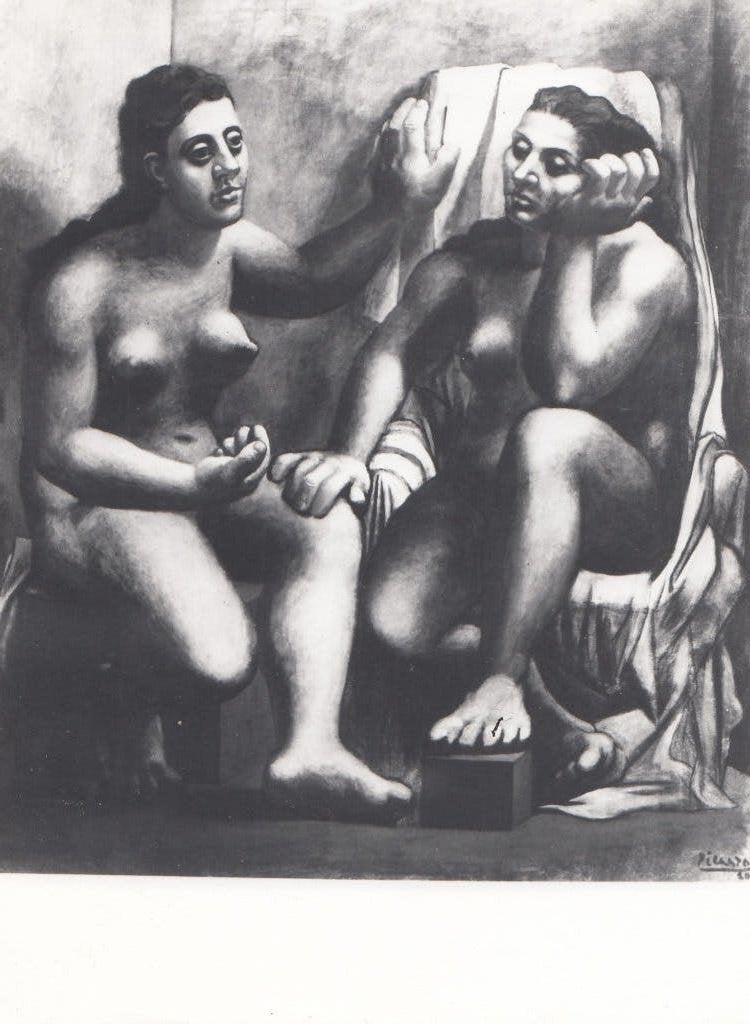 Pablo Picasso Twee zittende vrouwen naakt persfoto, Ophalen of Verzenden