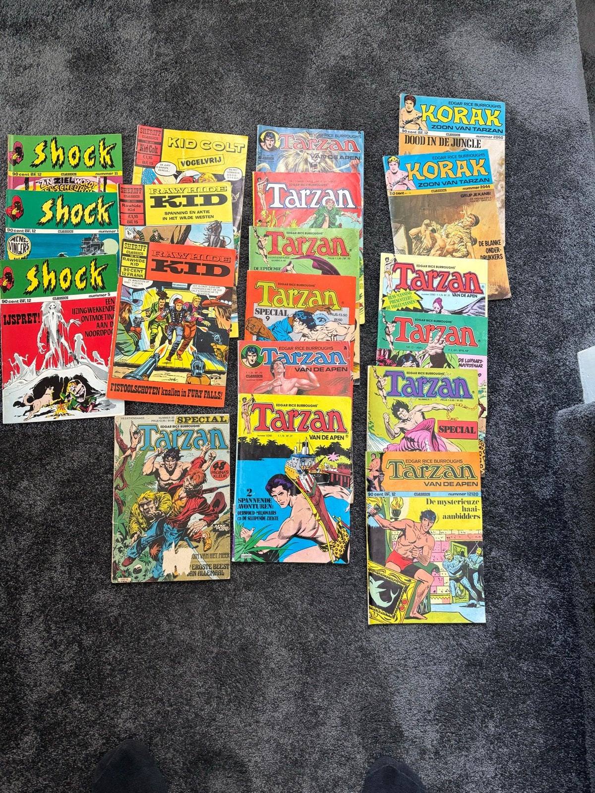 Grote collectie vintage stripboeken: Tarzan, Shock, Kid Colt, Ophalen of Verzenden