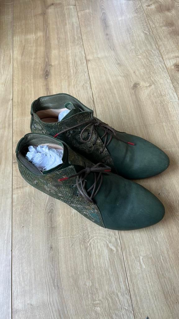Think enkellaarsjes maat 39, z.g.a.n. Groen met Goud, Verzenden, Lage of Enkellaarzen, Zo goed als nieuw, Groen
