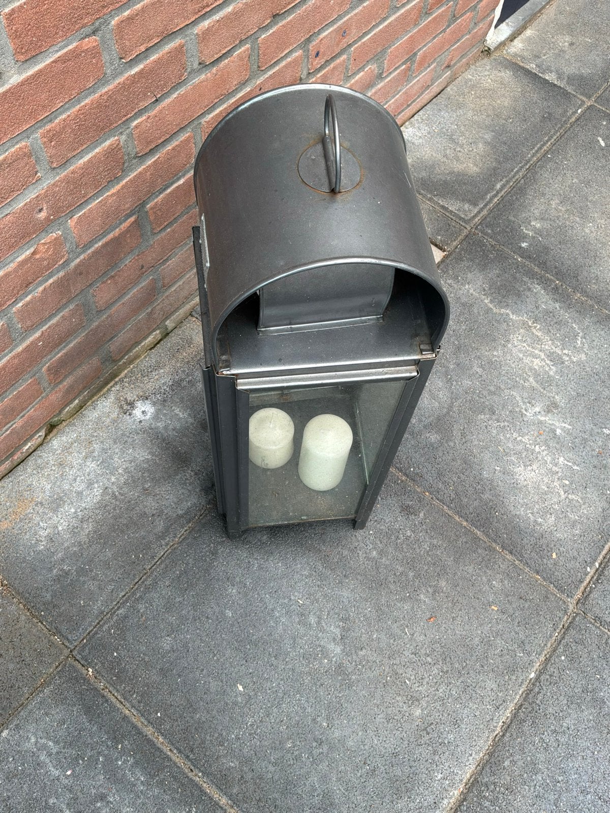 Stijlvolle metalen windlicht/lantaarn voor binnen en buiten, Ophalen, Windlicht, Gebruikt, Overige merken