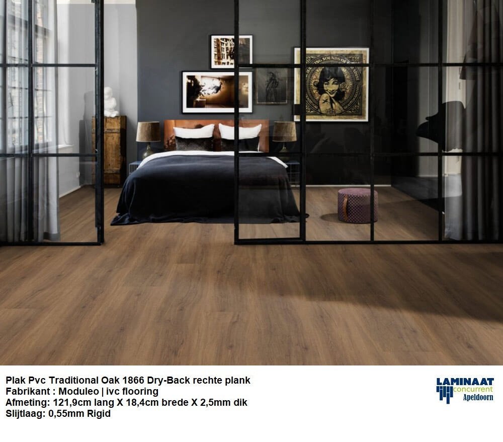 Plak Pvc Traditional Oak bruin Toplaag 0,55 Rechte plank, Bruin, 75 m² of meer, Nieuw, Ophalen of Verzenden
