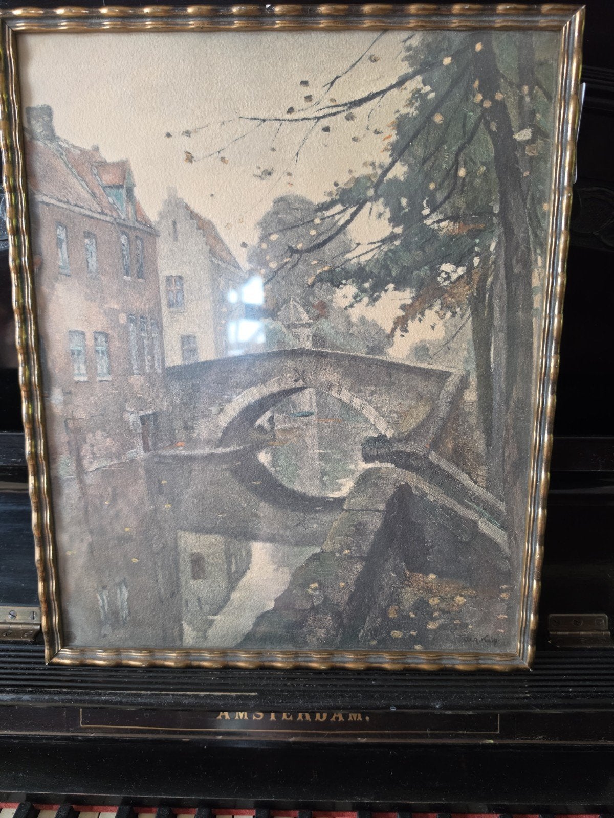 Antieke aquarel van Brugge door W.A. Knip, Ophalen of Verzenden