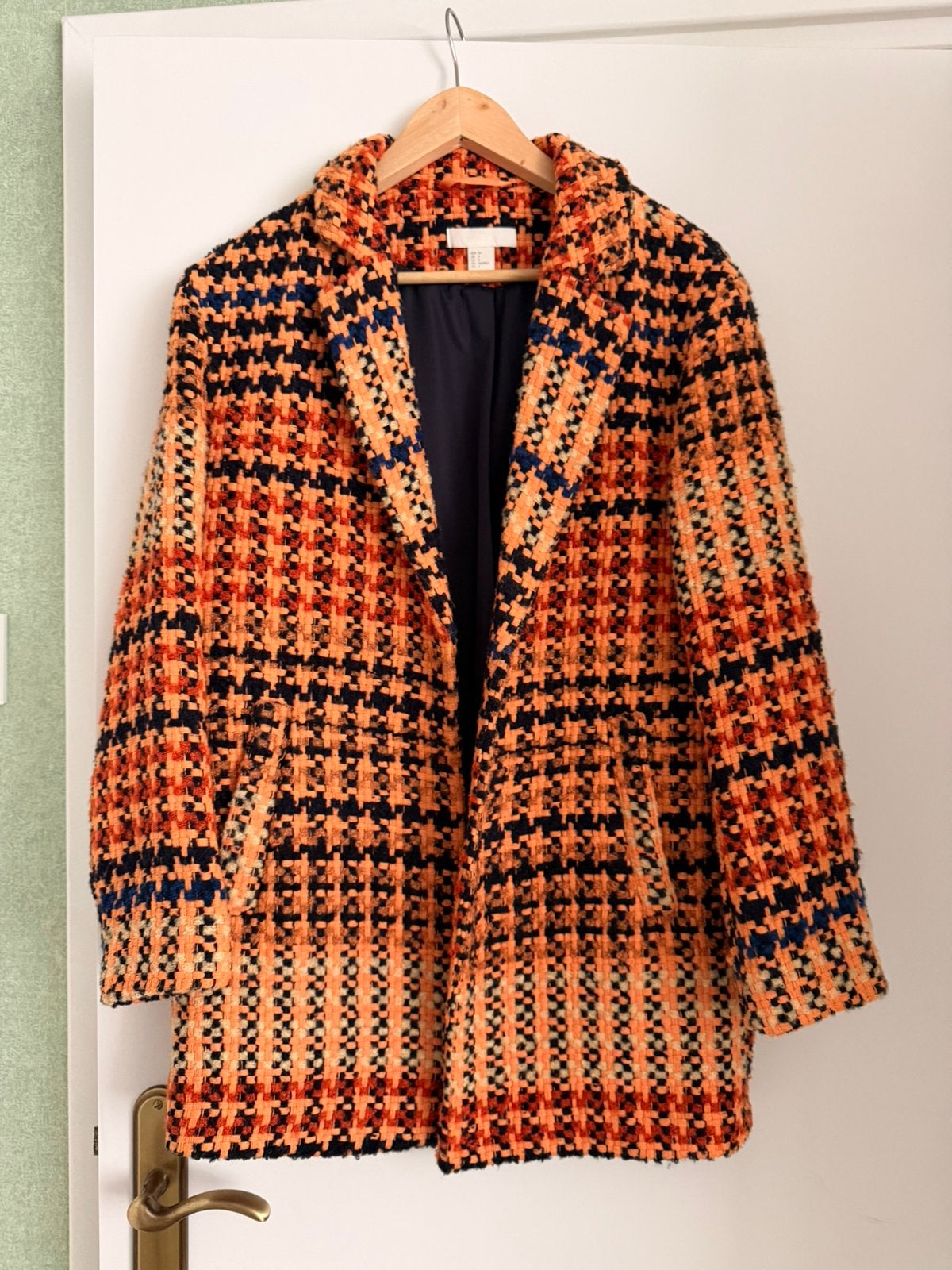 Dames jas maat 34 XS oranje donker blauw herfst, Oranje, Ophalen of Verzenden, Zo goed als nieuw, Jasje