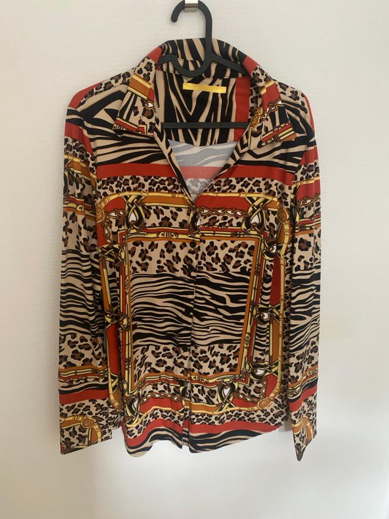 Trendy Travelstof blouse met dierenprint, Ophalen of Verzenden, Nieuw, Maat 42/44 (L), Overige kleuren