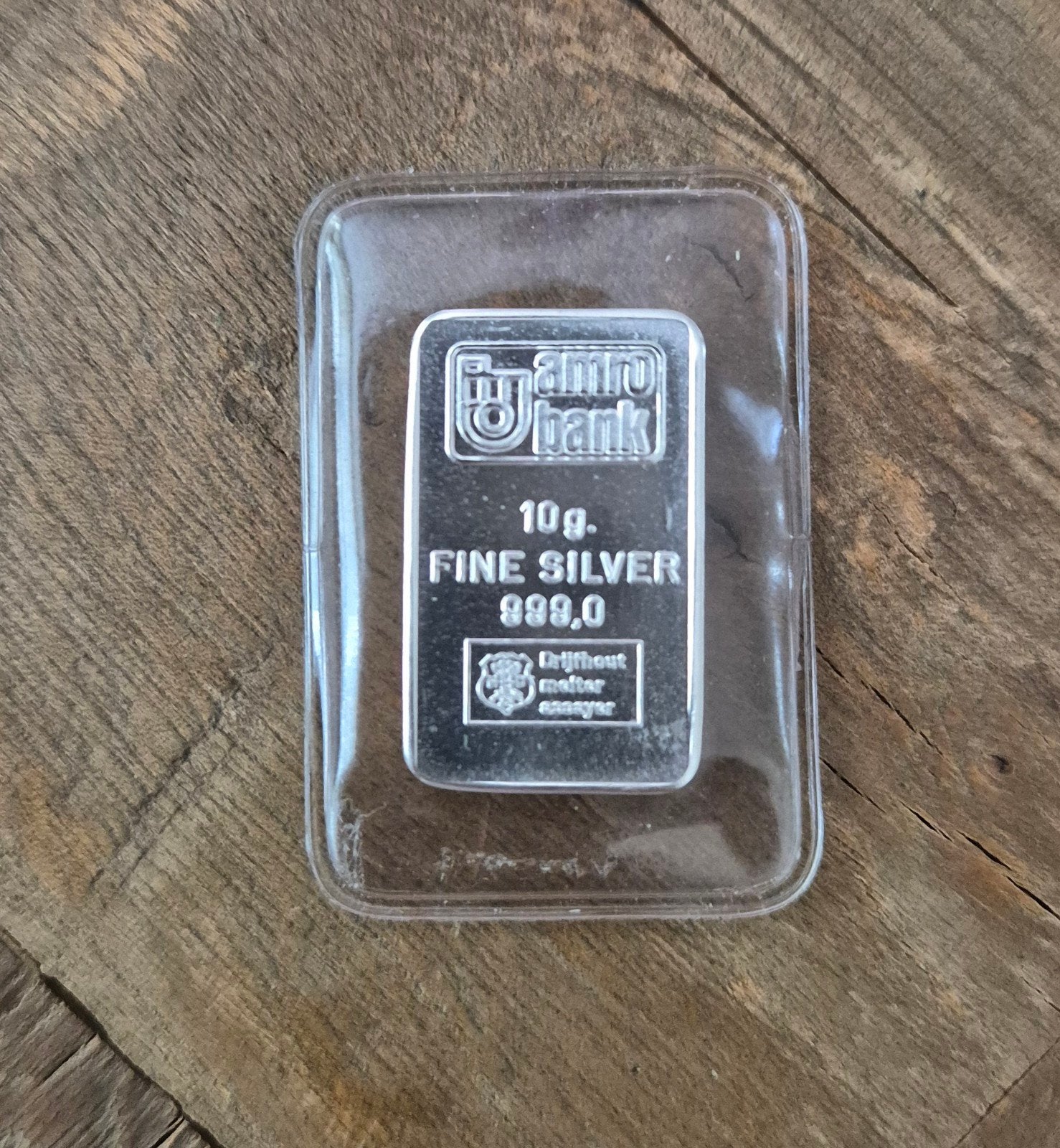 10 gram Zilverbaar van zuiver zilver AMRO Bank, Ophalen of Verzenden, Zilver
