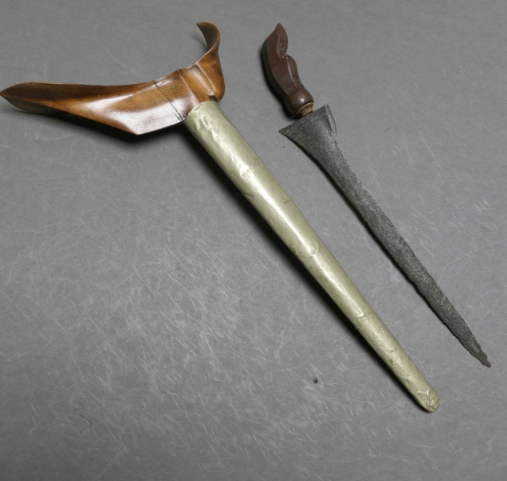 Keris ganja iras met Semar greep afk Yogyakarta, Java, Indie, Antiek en Kunst, Ophalen of Verzenden