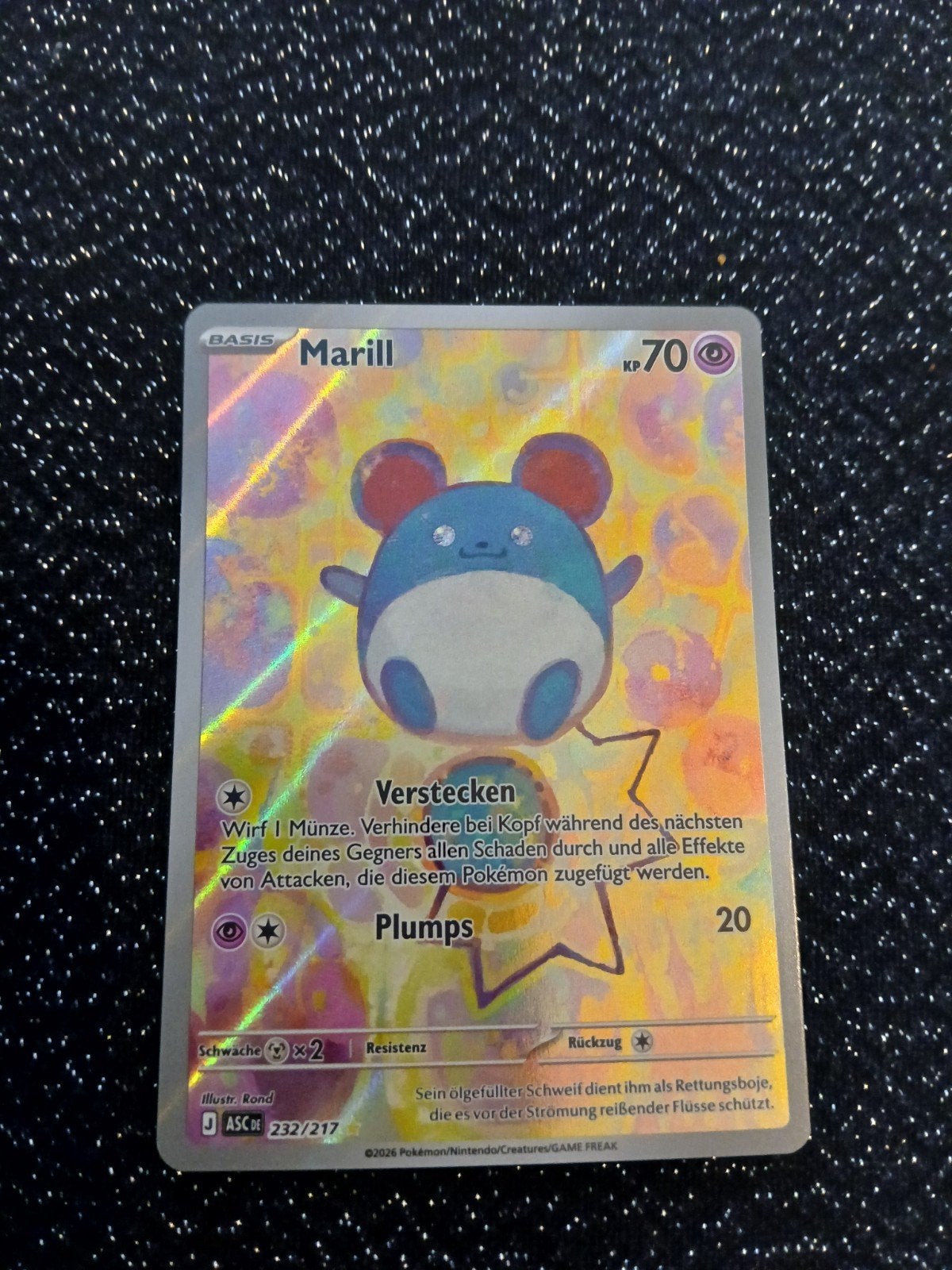 Pokémon Kaart Marill 232/217 Basis KP 70 Foil, Ophalen of Verzenden, Zo goed als nieuw, Losse kaart, Foil