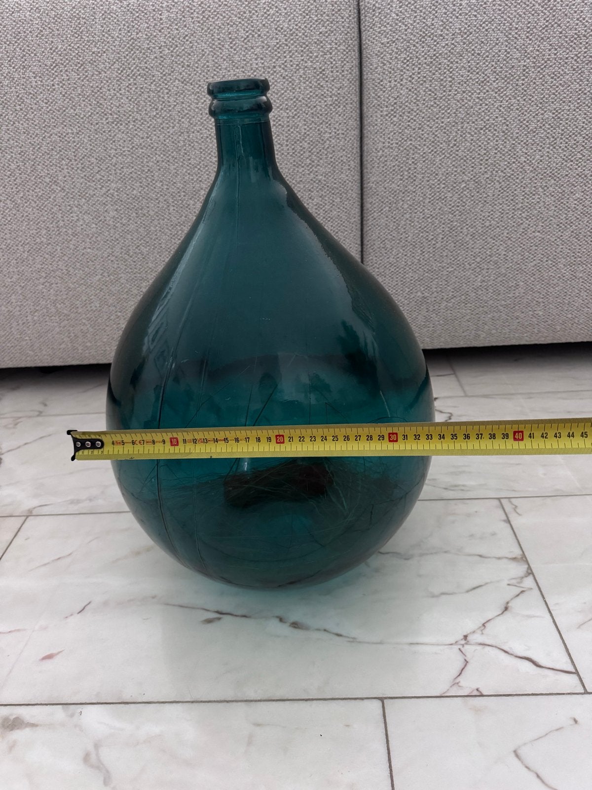 Grote vintage groene glazen vaas, 57 cm, Ophalen of Verzenden, Groen, Glas