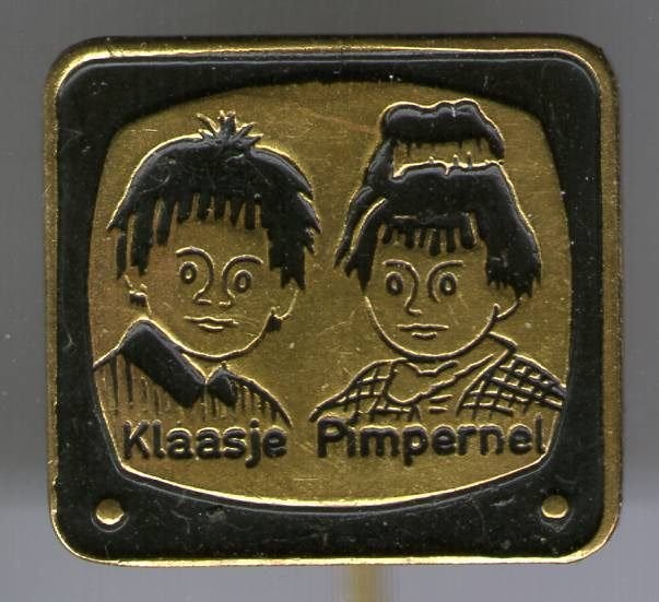 Klaasje & Pimpernel zwart op koper strip speldje ( S_038), Verzenden, Nieuw, Figuurtje, Speldje of Pin