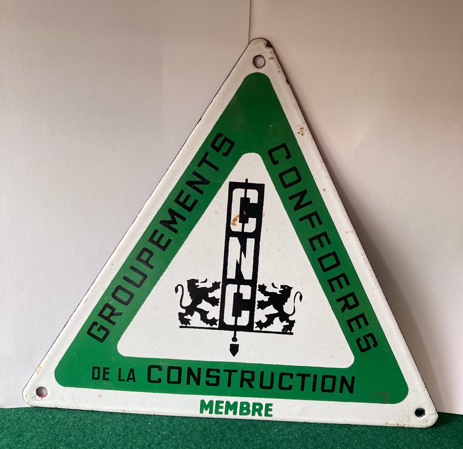 Emaille bord  Groupememts confeoeres de la construction, Antiek en Kunst, Ophalen of Verzenden