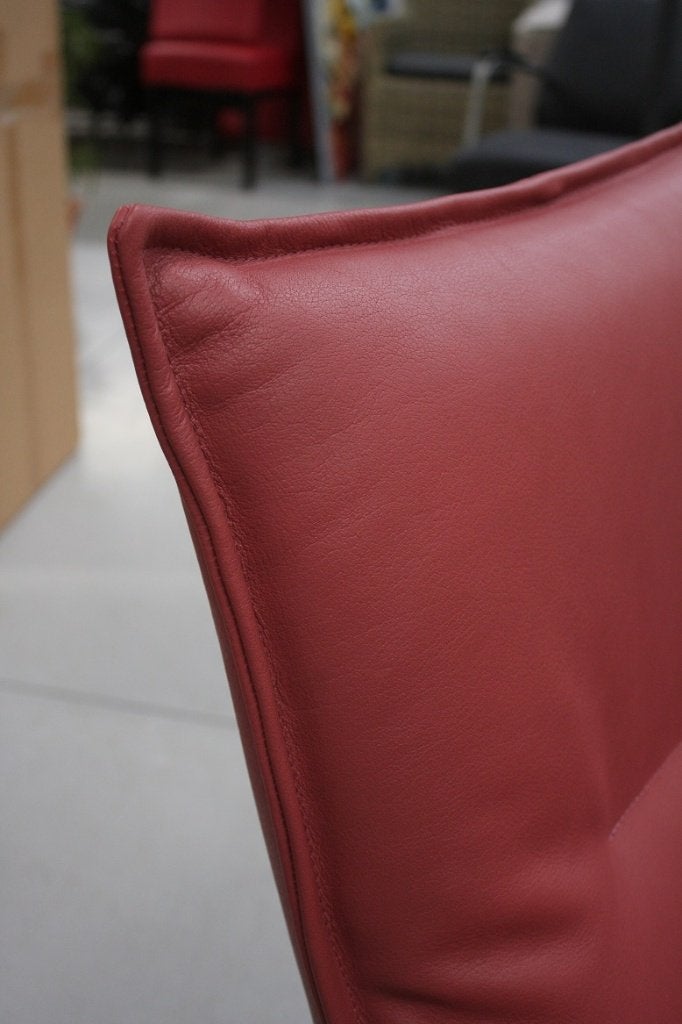 Luxe fauteuil ARON Jess Design leer sledestoel donkerrood, Huis en Inrichting, Ophalen, 75 tot 100 cm, Zo goed als nieuw, Leer