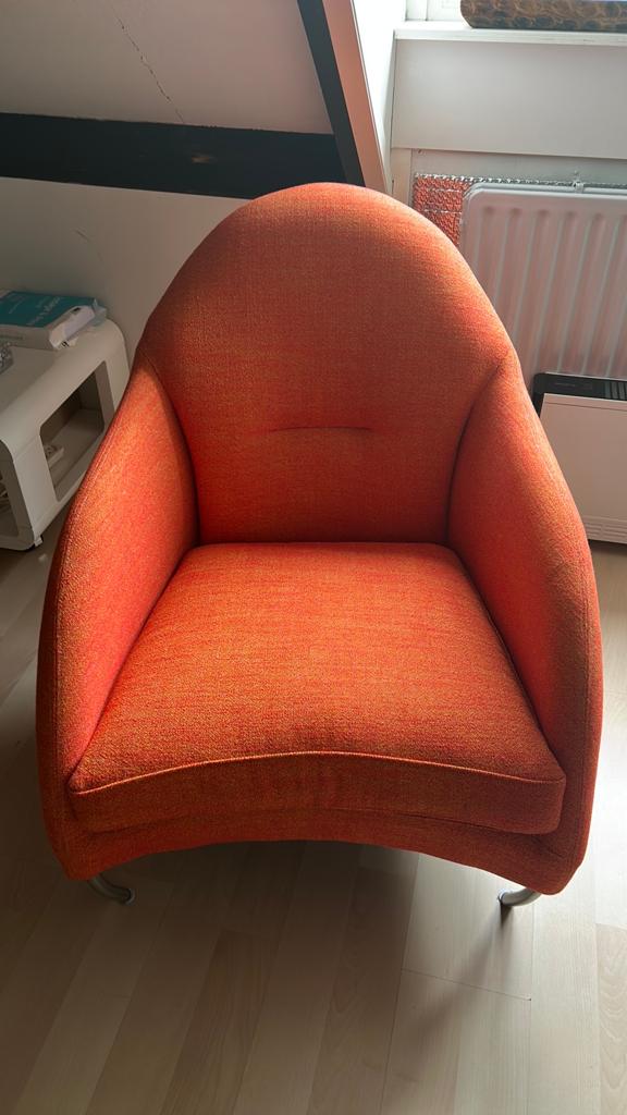 Oranje fauteuil, Ophalen, 75 tot 100 cm, Zo goed als nieuw, 75 tot 100 cm