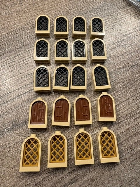 lego kasteel raampjes beige met venster goud, zwart of bruin, Ophalen of Verzenden, Nieuw, MOC (eigen creatie), Lego
