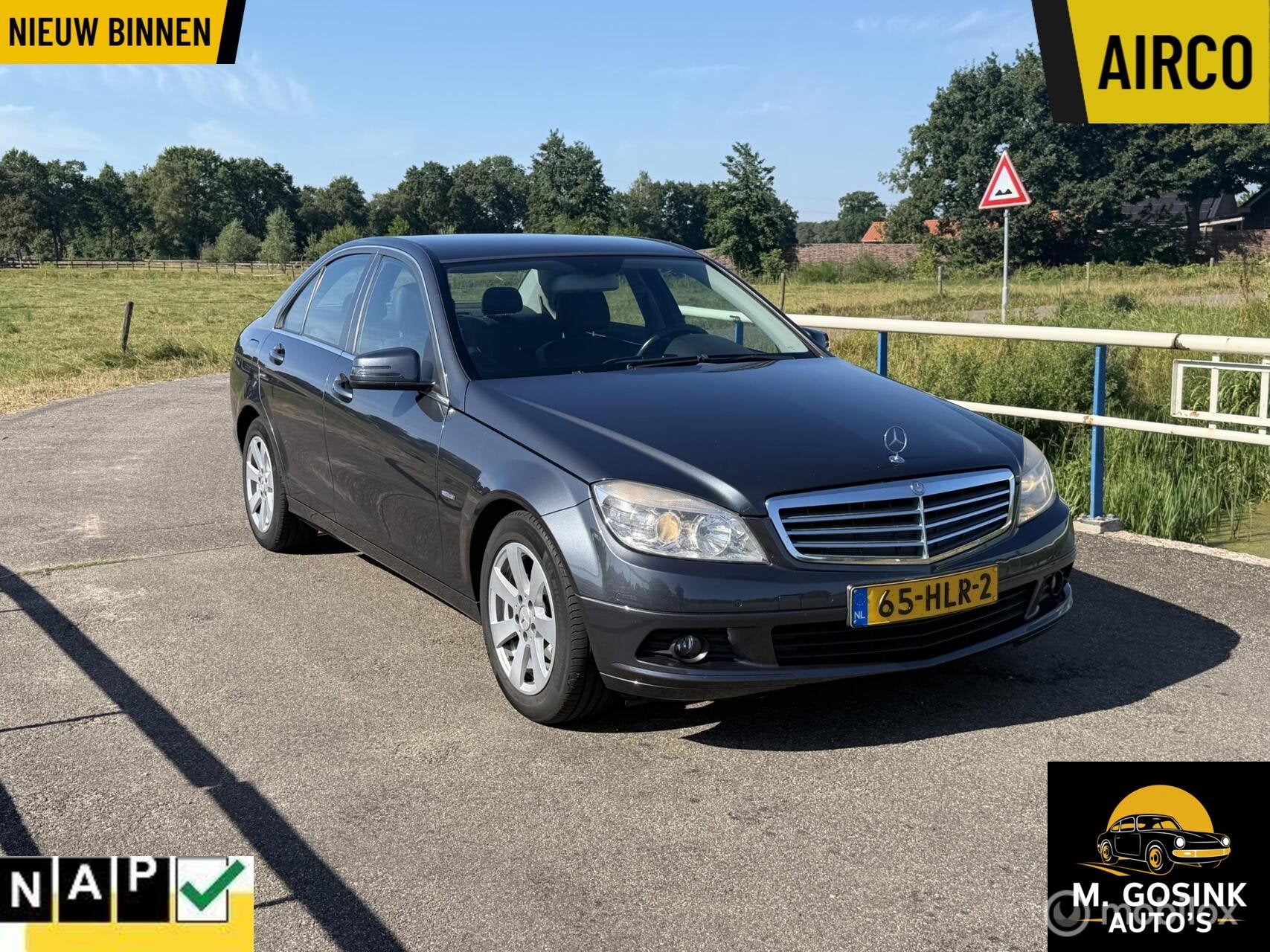 Mercedes C-klasse 180 K Business Class leder nap Pdc Airco, Gebruikt, Bedrijf, Handgeschakeld, Sedan