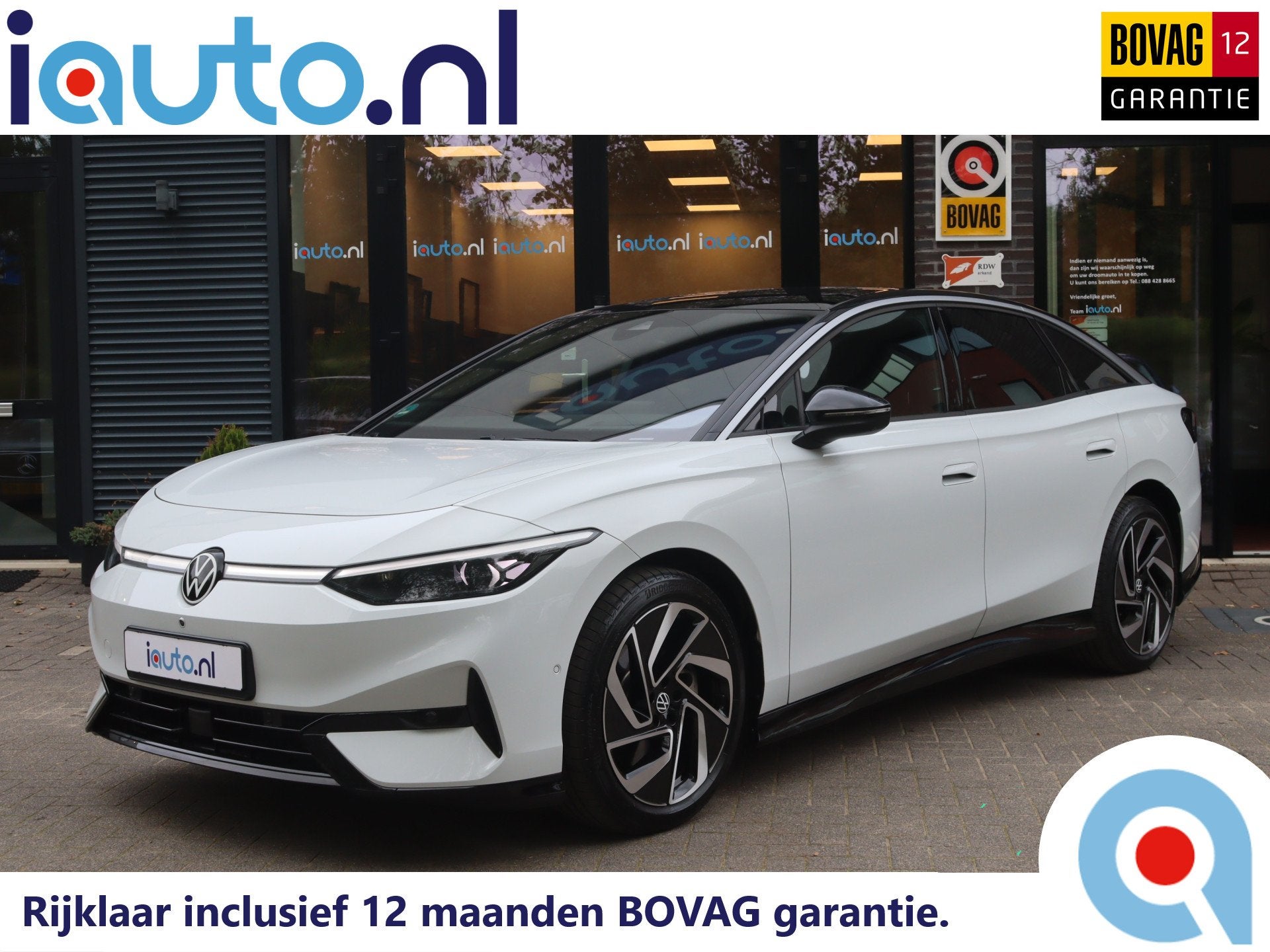 Volkswagen ID.7 Pro Business 77 kWh Leder/IQ.Light/360/Head-, Auto's, Achterwielaandrijving, Gebruikt, Zwart, Wit
