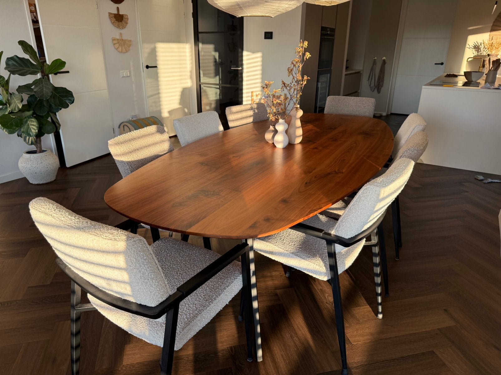8 Jisca eetkamerstoelen Pronto wonen - Bouclé, Ophalen, Overige kleuren, Zo goed als nieuw, Stof