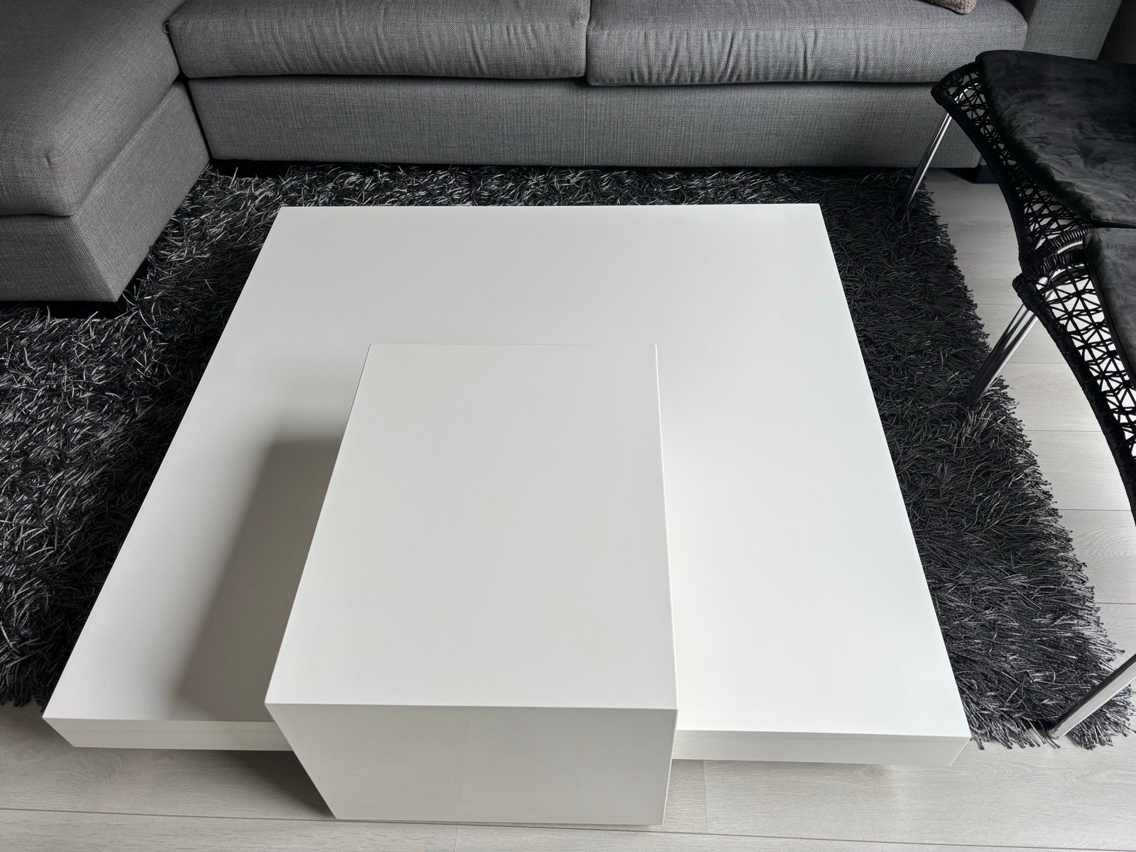 Moderne hoogglans witte salontafel, Huis en Inrichting, Ophalen, Overige materialen, Gebruikt, Vierkant