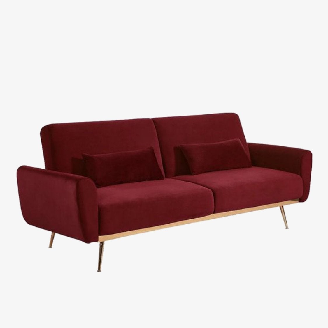 Burgundy velvet 3 zits bank, Ophalen, Driepersoons, 75 tot 100 cm, Zo goed als nieuw