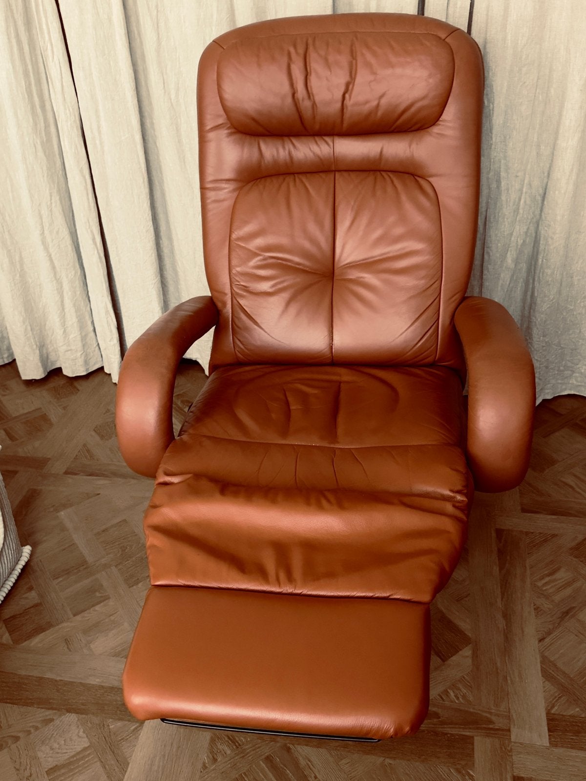 Leren relax stoel, Ophalen, Zo goed als nieuw, 75 tot 100 cm, 50 tot 75 cm