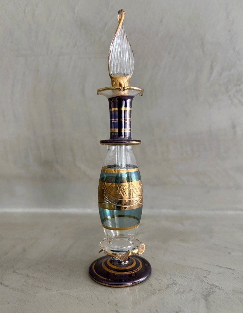Vintage Parfum/Odeur Flesje Gekleurd Glas Egypte 15 cm, Ophalen of Verzenden