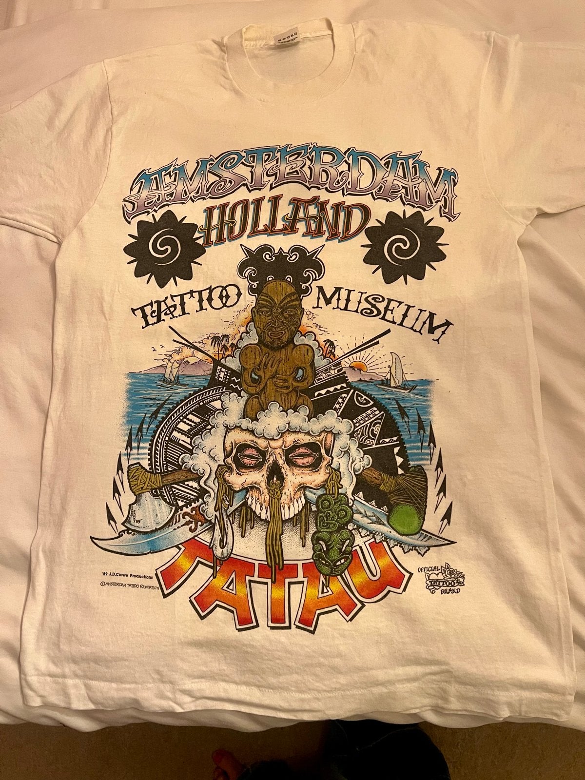Vintage JD Crowe Amsterdam Tattoo Foundation T-shirt '89, Kleding | Heren, Ophalen of Verzenden, Zo goed als nieuw