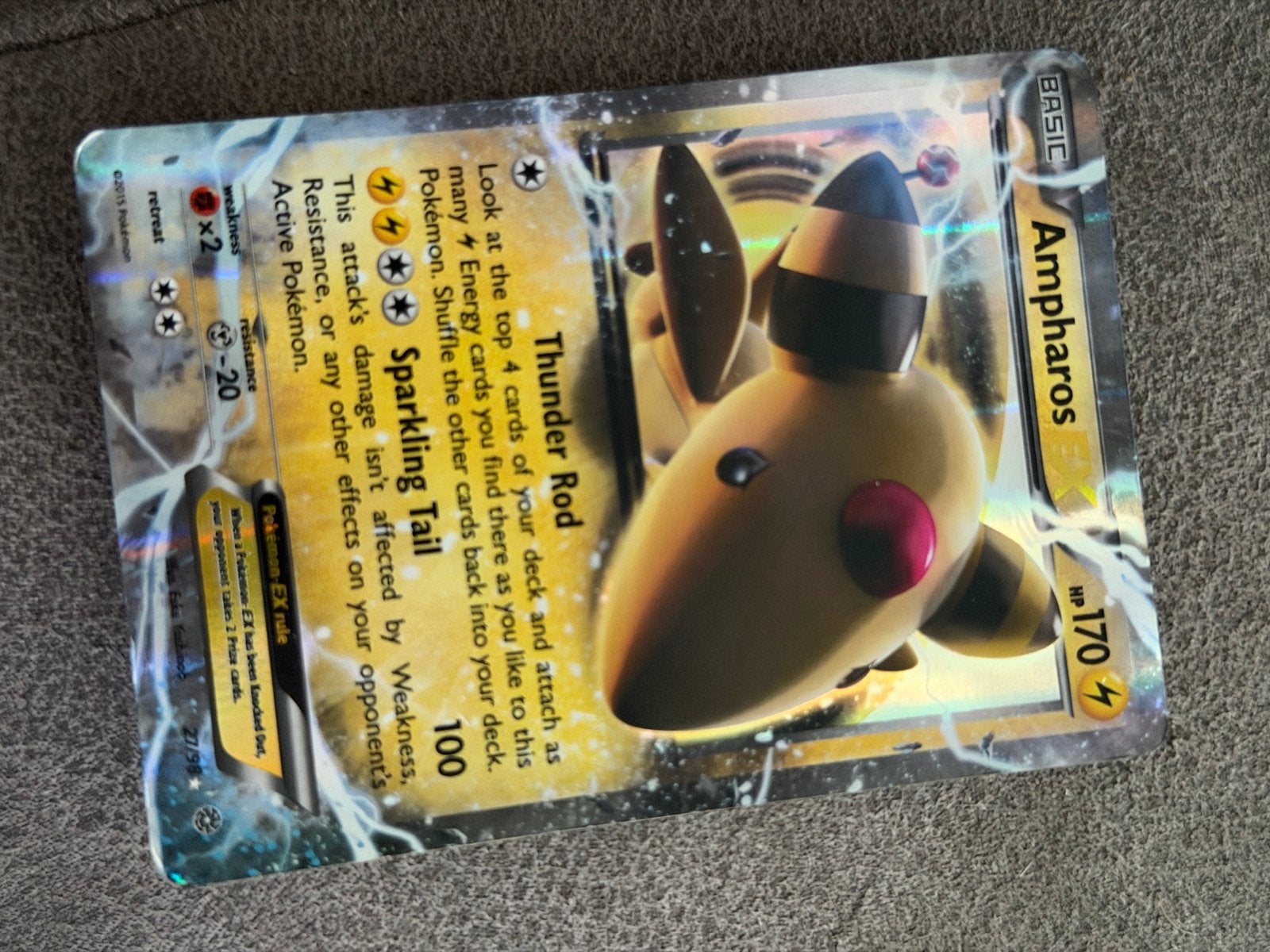 Ampharos EX Pokémon Kaart - Holo Foil, Ophalen, Gebruikt, Losse kaart, Foil