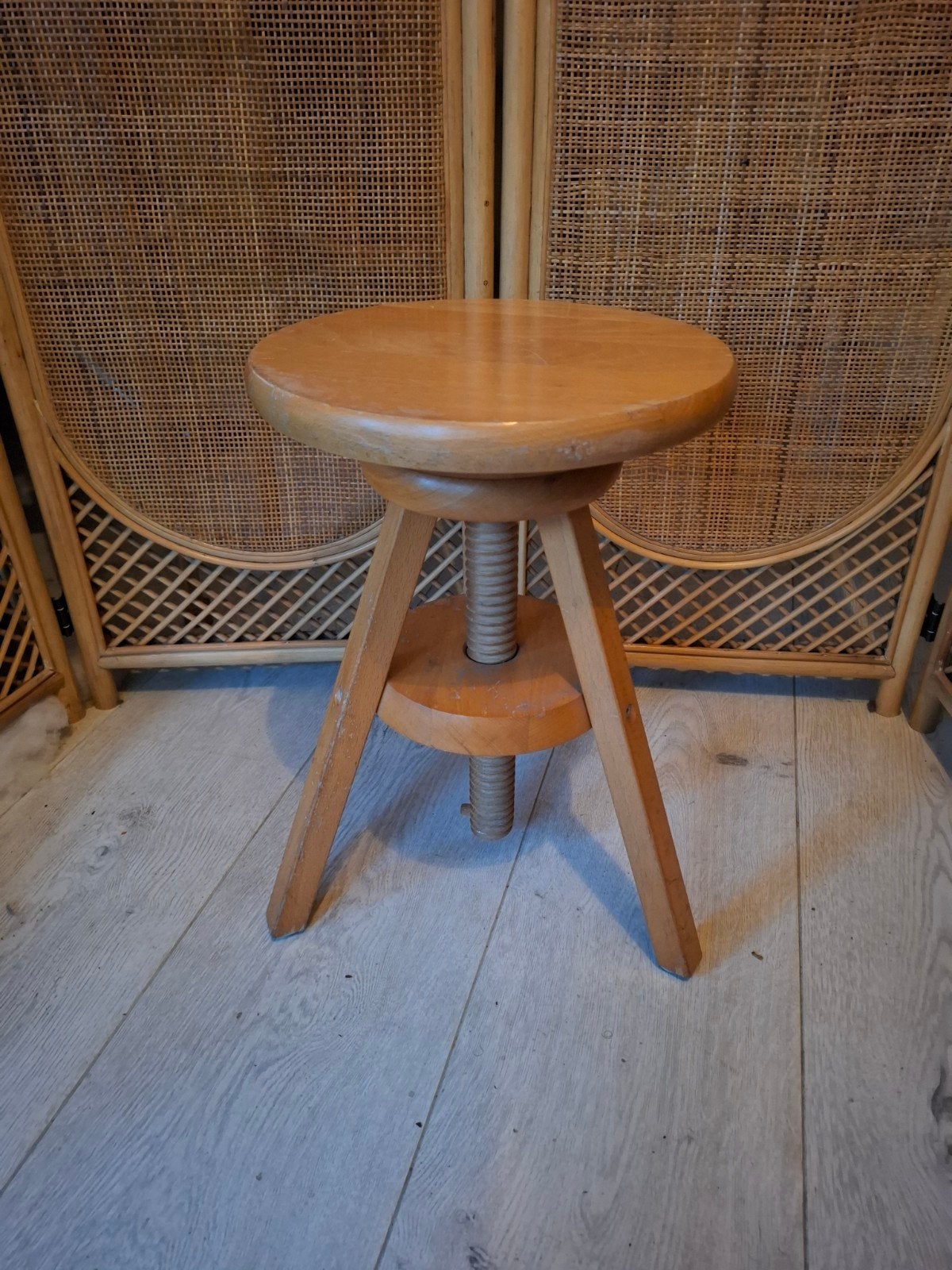 Vintage houten pianokruk, boetseerkruk, draaikruk, Huis en Inrichting, Ophalen of Verzenden, In hoogte verstelbaar, Gebruikt, Hout