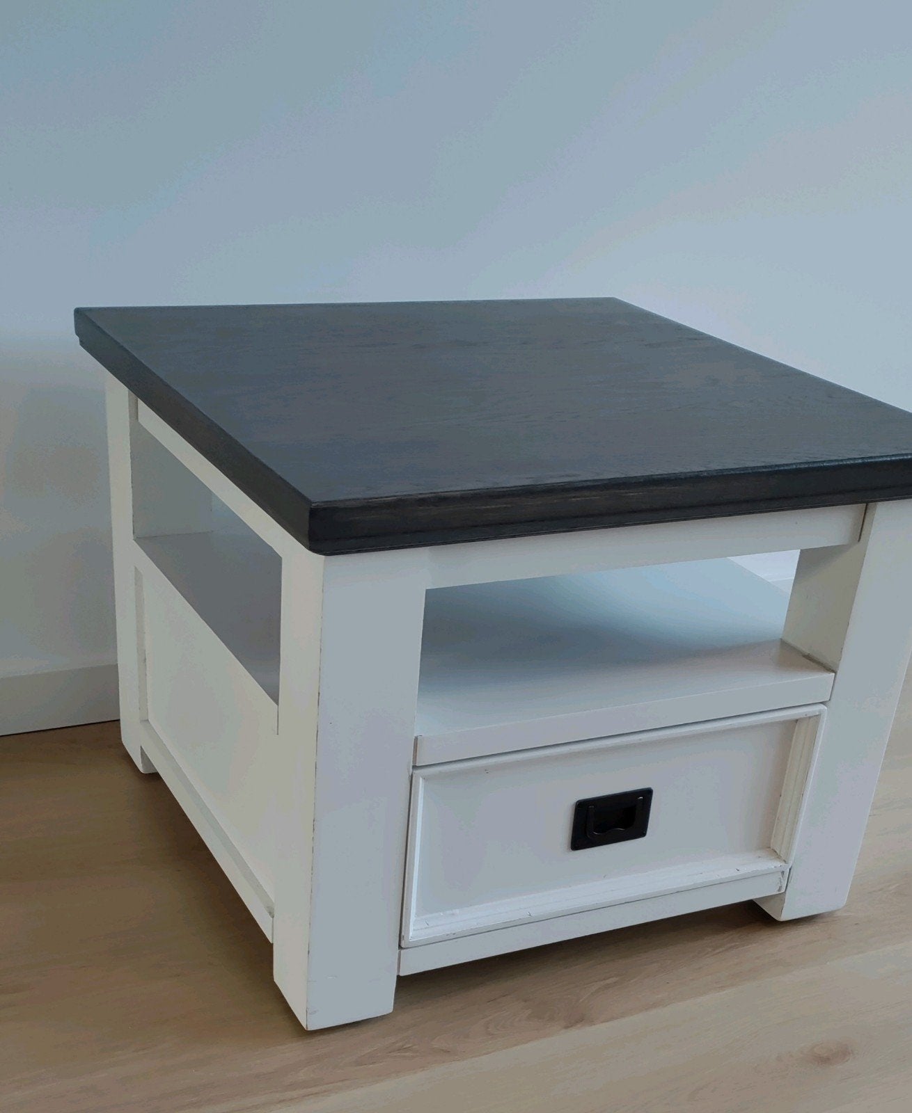 Salon tafel 60x60x45 eiken wit / grijs 2 stuks, Ophalen, Gebruikt, 50 tot 100 cm, Eikenhout