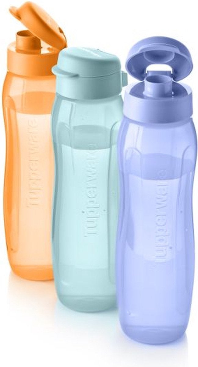 Nieuwe Tupperware Ecoflessen 3x750ml, Ophalen of Verzenden, Nieuw, Blauw, Beker of Kan