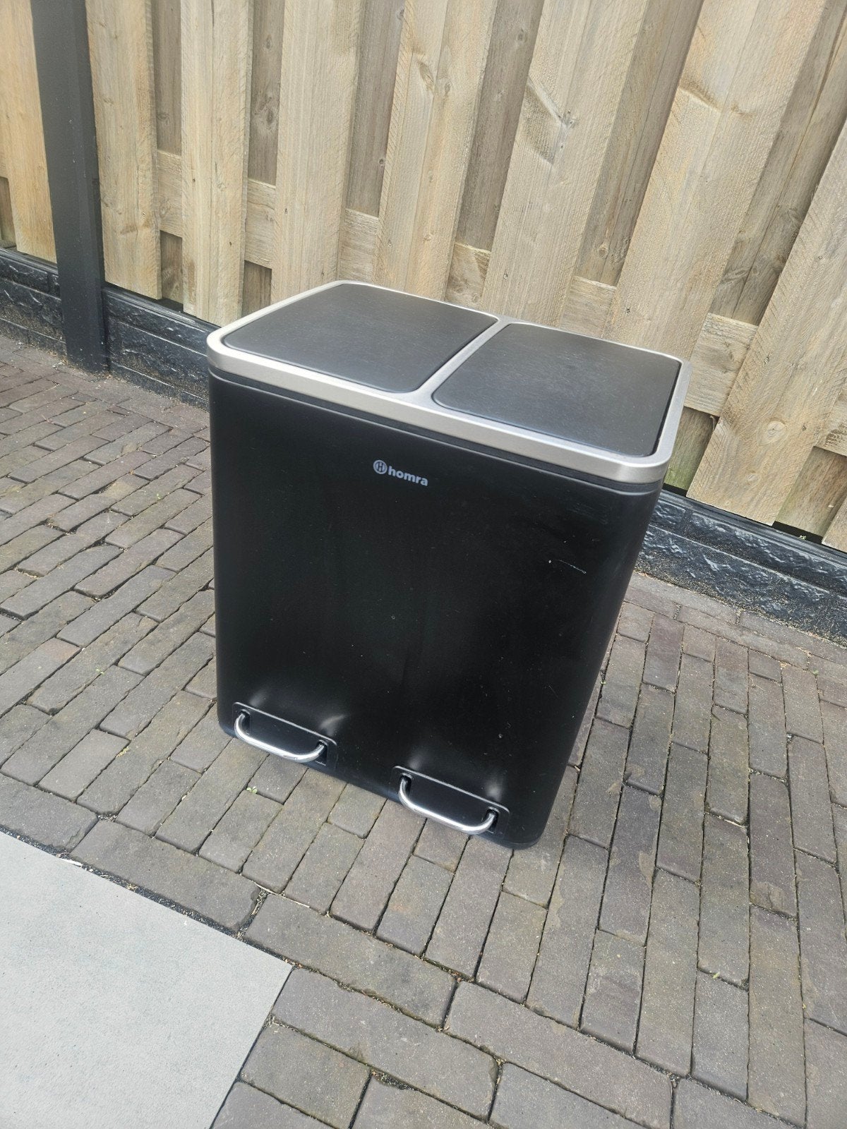 Homra Prullenbak met 2 Vakken - Zwart, Huis en Inrichting, Woonaccessoires | Prullenbakken, 50 – 75, Gebruikt, Met pedaal, 40 liter of meer