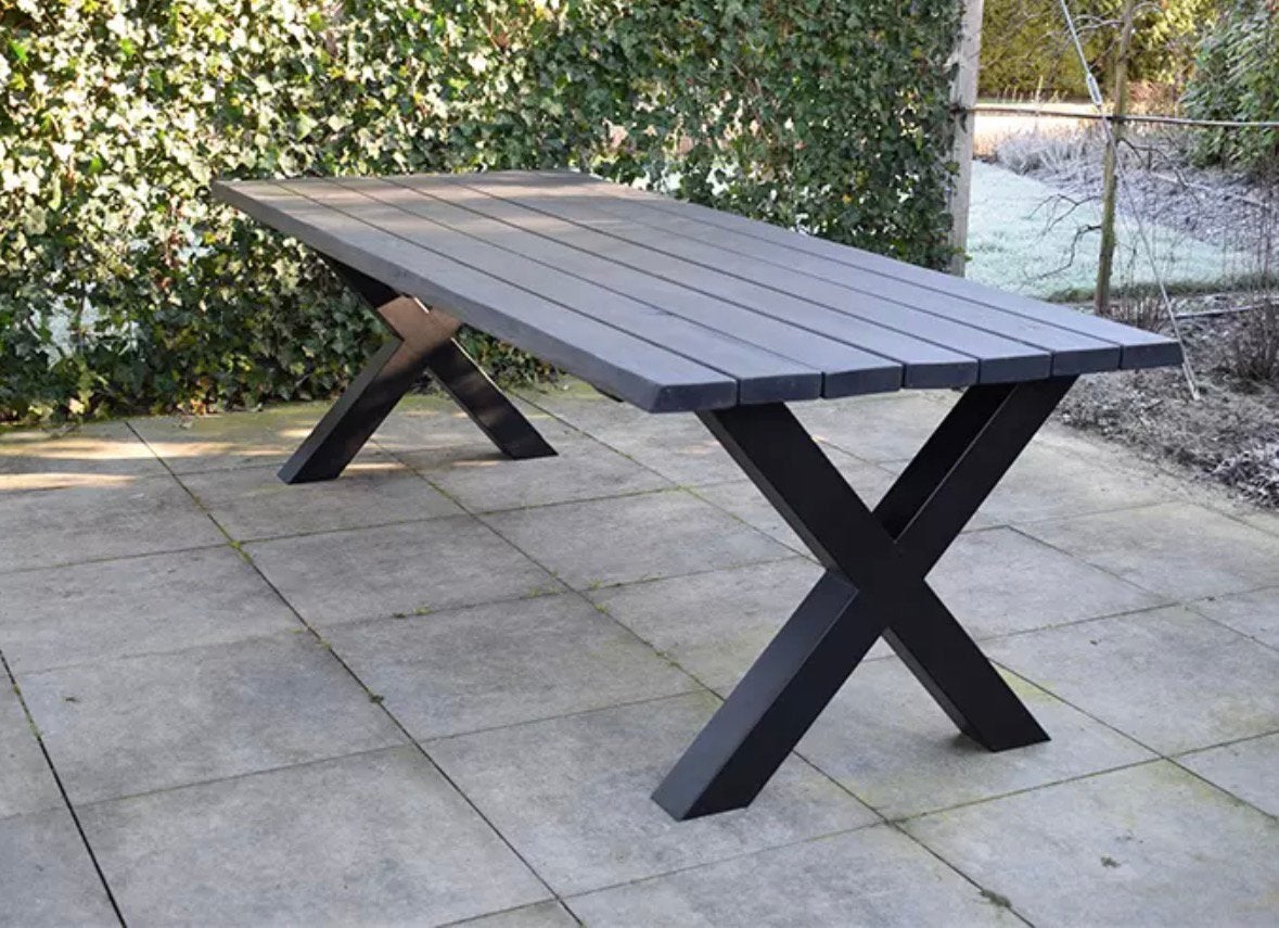 Tuintafel kloosterhout zwart, Tuin en Terras, Ophalen, Gebruikt, Rechthoekig, Hout