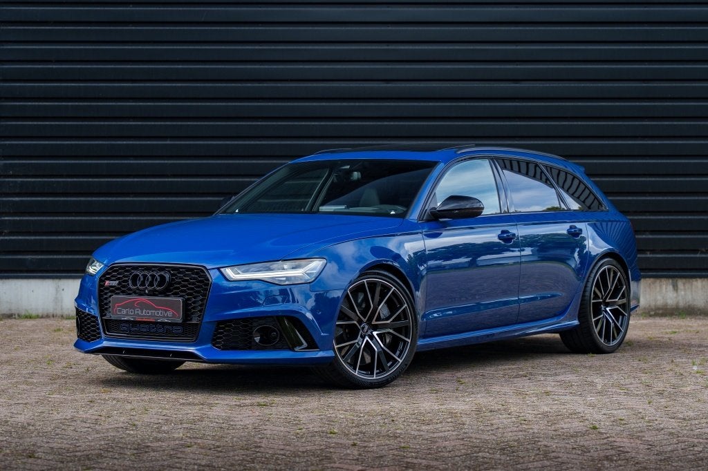 Audi RS6 4.0 TFSI PERF. PANO|B&O|CERAMIC|AKRA|HUD|NIGHTVIS|S, Auto's, Audi, Gebruikt, Blauw, Parkeerassistent, Geïmporteerd