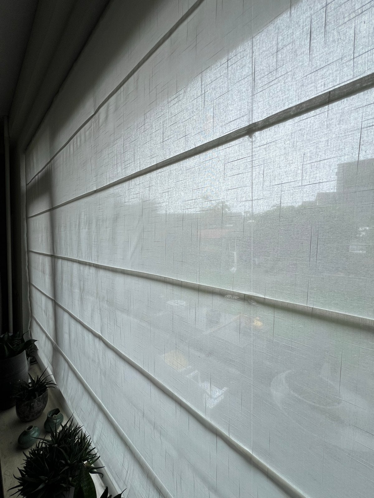 2x Vouwgordijnen gebroken wit 257x167cm incl. ophangbeugels, Ophalen, Inclusief montageonderdelen, Gebruikt, Wit
