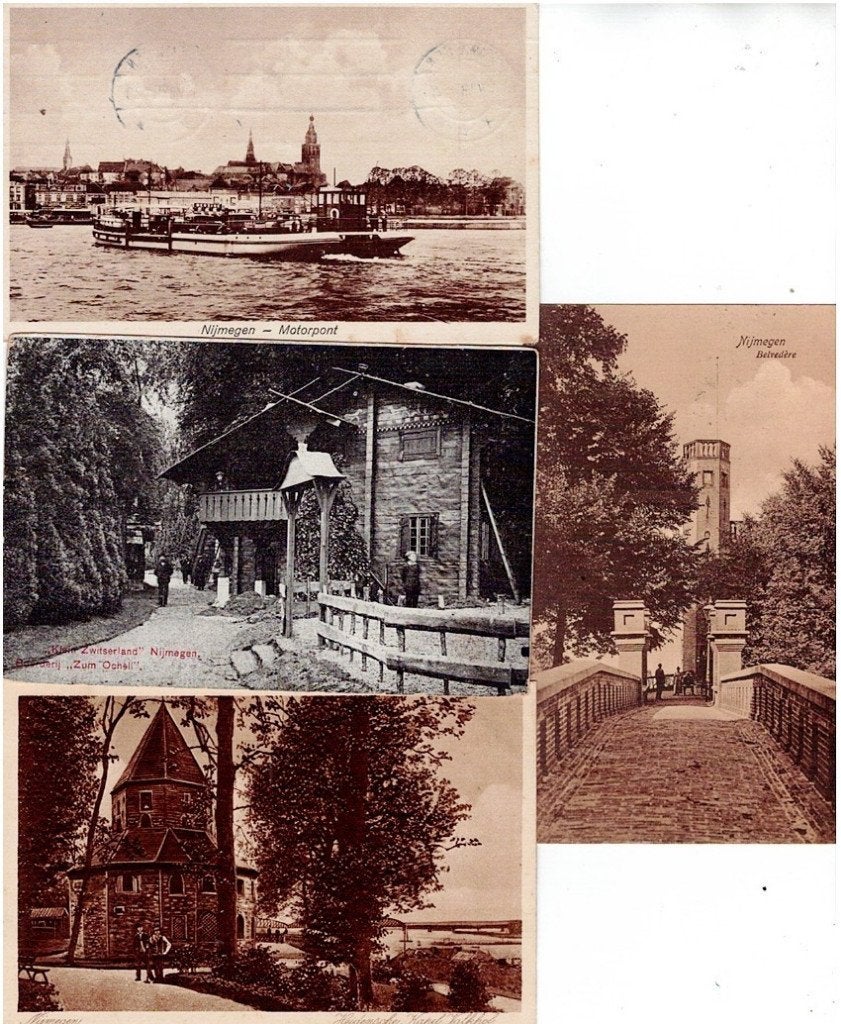 Oude Ansichtkaarten Nijmegen - Motorpont, Belvedere, Verzamelen, Ansichtkaarten | Nederland, Ophalen of Verzenden, 1920 tot 1940