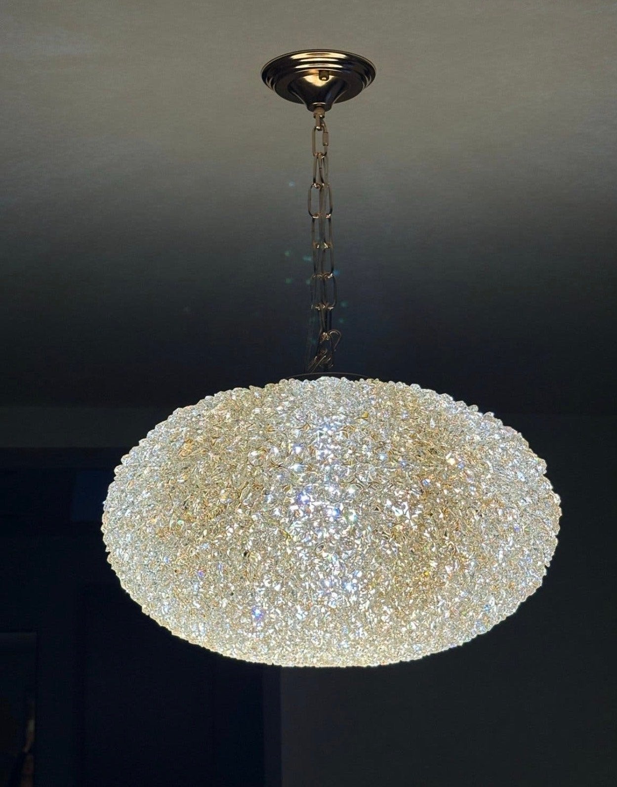 2x Luxe Hanglamp met Kristallen - Modern Design, Ophalen, Zo goed als nieuw, Metaal
