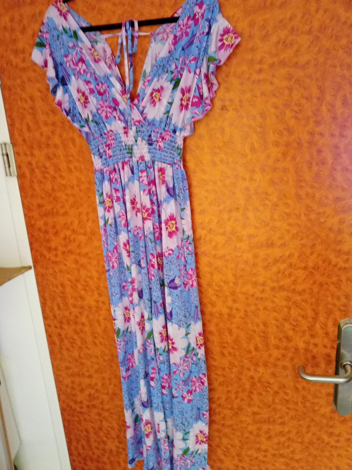 Prachtige jumpsuit met wijde pijpen, bloemenprint, Ophalen, Gedragen, Paars