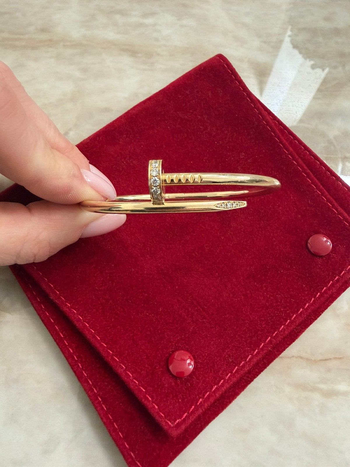 Cartier Juste un Clou 18k goud met diamantjes maat 18, Ophalen, Zo goed als nieuw, Goud