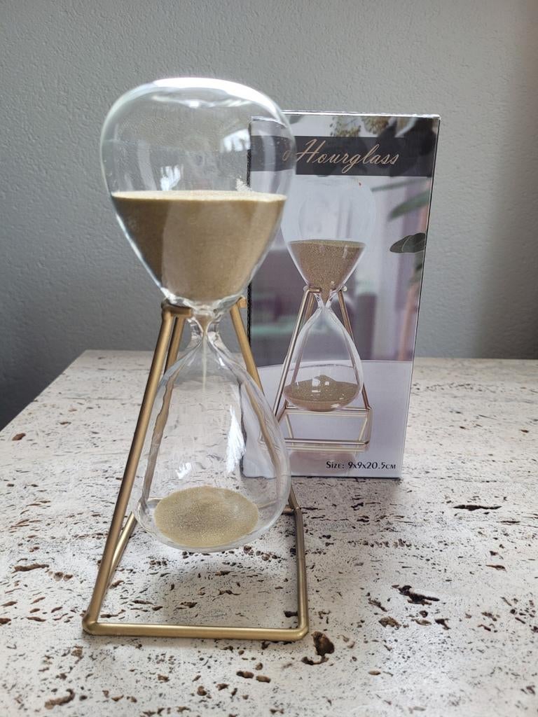 Decoratie zandloper glas goud, Huis en Inrichting, Ophalen of Verzenden, Zo goed als nieuw