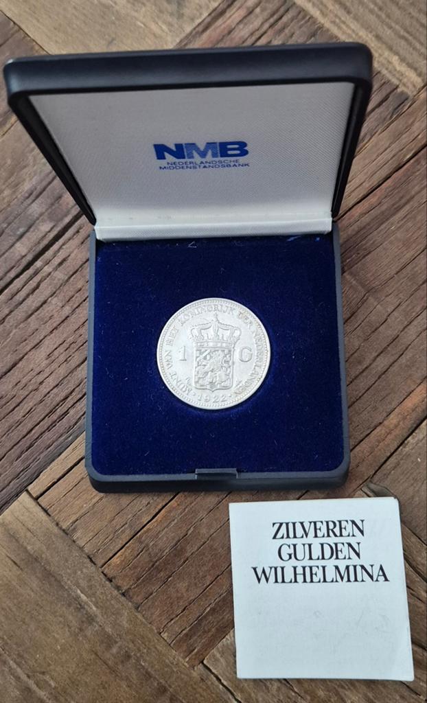Zilveren 1 gulden munt Wilhelmina 1922, 1 gulden, Zilver, Ophalen of Verzenden, Koningin Wilhelmina
