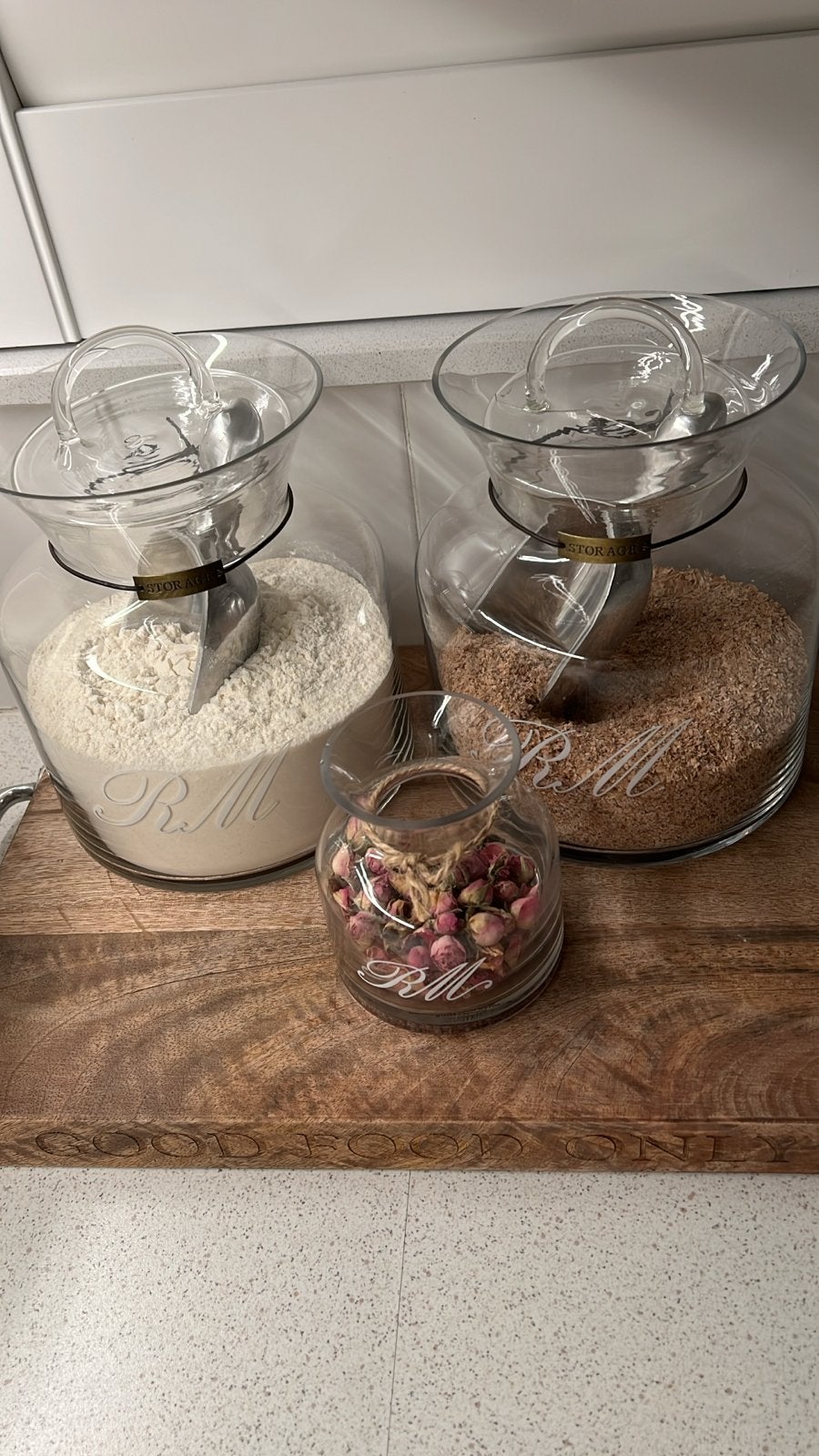 Set van 2 glazen voorraadpotten, Ophalen, Glas, Zo goed als nieuw, Voorraadpot