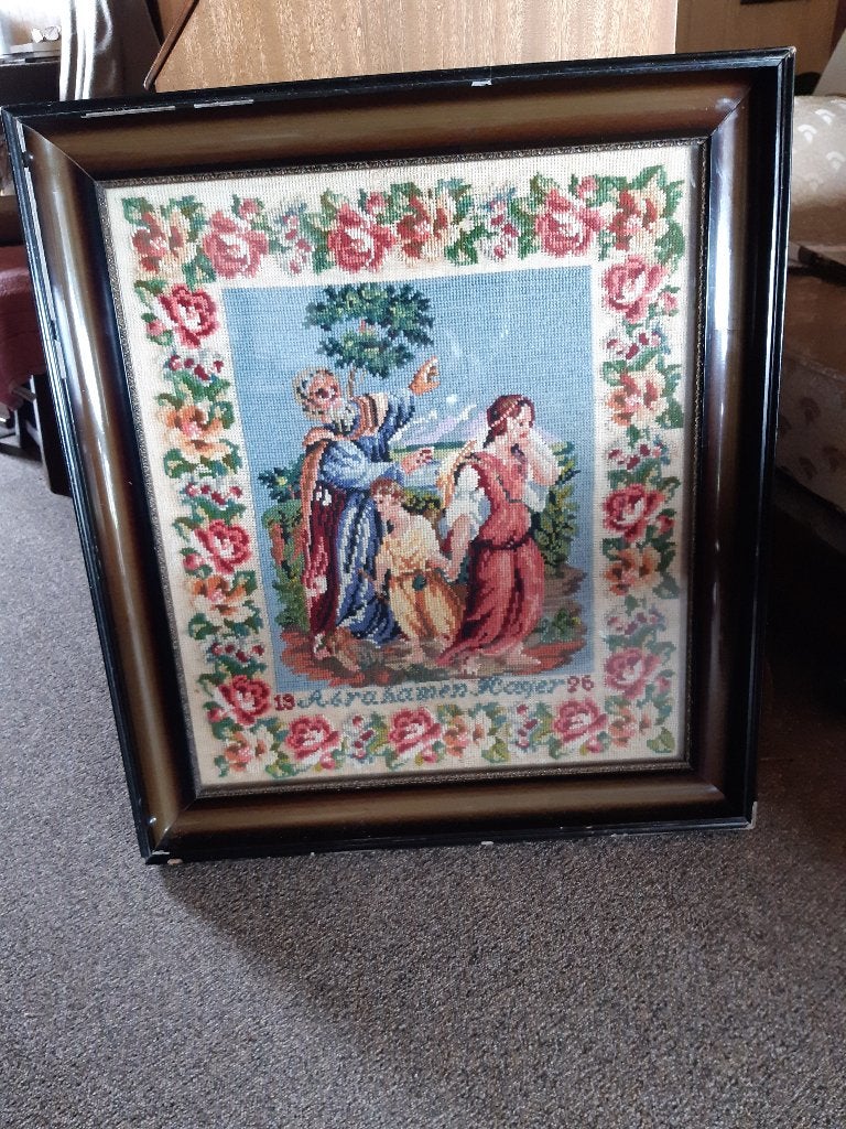 ouderwets handgeborduurd schilderij, Ophalen, Zo goed als nieuw, Schilderij