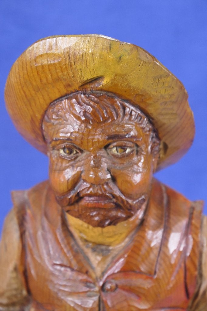 Mooi groot houtsnijwerk van man:  Sancho Panza, Ophalen of Verzenden, 20 - 50 cm, Handgemaakt, Beeld