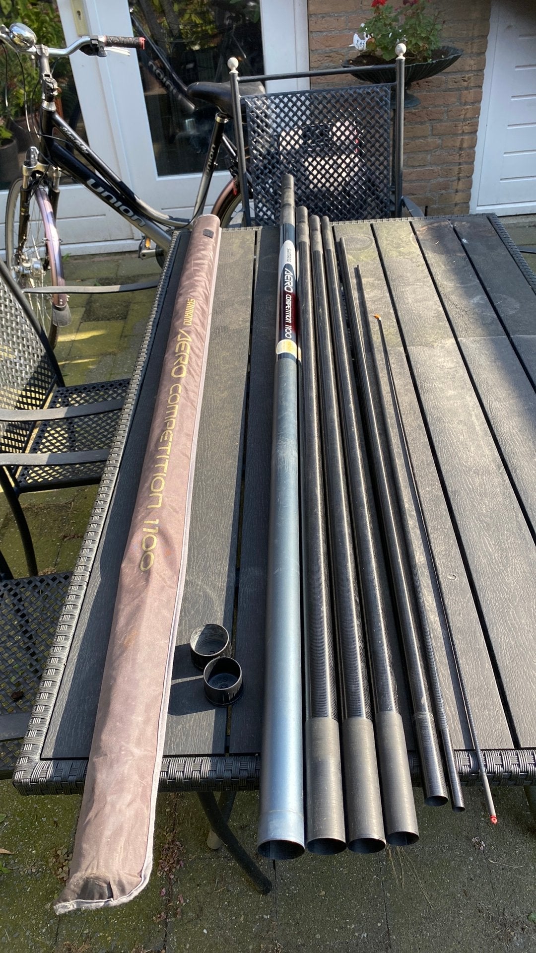 Shimano Vaste hengel 11 meter met nieuwe elastiek, Watersport en Boten, Ophalen of Verzenden, Zo goed als nieuw, Vaste hengel