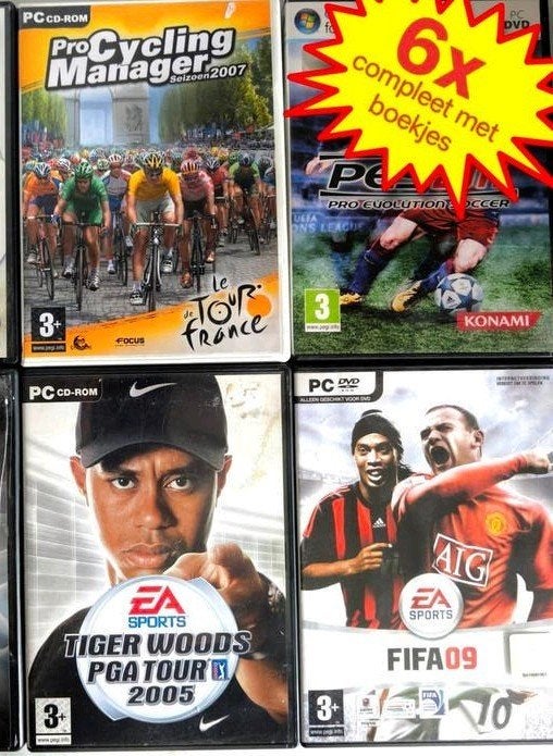 Collectie 4x Sport PC Games - FIFA, PGA, Cycling Manager, Spelcomputers en Games, Gebruikt, 1 speler, Ophalen of Verzenden, Vanaf 3 jaar