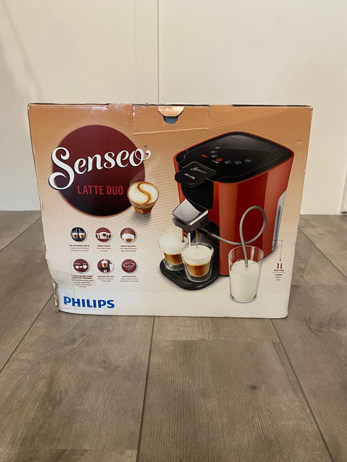 Philips Senseo Duo Latte Rood - Incl. Originele Doos & Handl, Ophalen, Gebruikt, Koffiemachine, Koffiepads en cups
