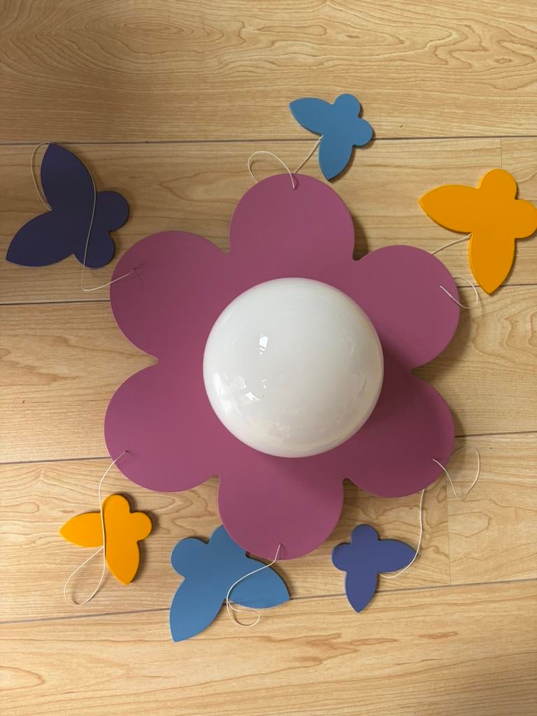 Plafond lamp bloem en vlinders, Ophalen of Verzenden, Gebruikt, Lamp