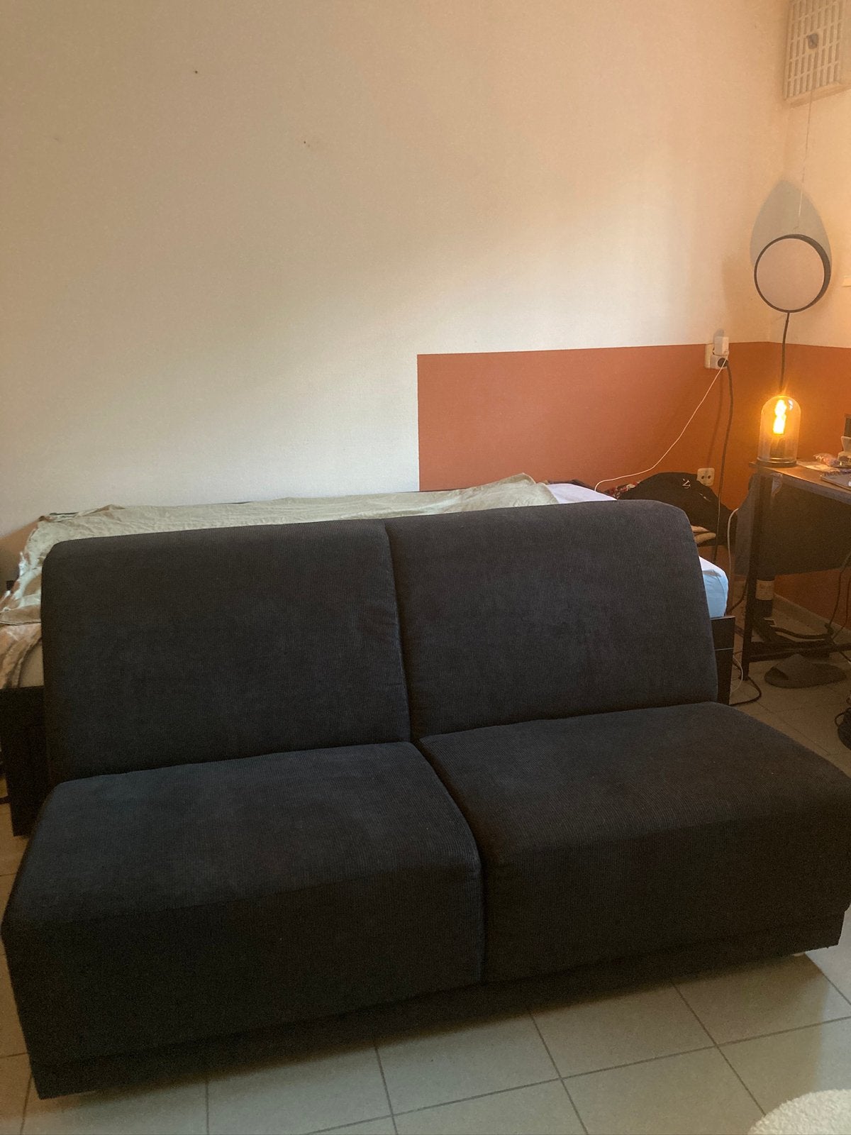 Zwarte Corduroy Bank, Ophalen, Zo goed als nieuw, Minder dan 150 cm
