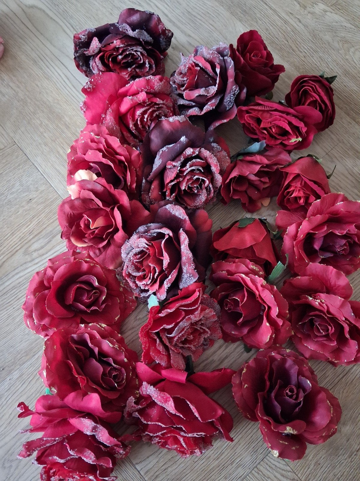 Kunstbloemen rode rozen met clip, 22 stuks, Binnen, Gebruikt, Inclusief accessoires, Kunstbloem