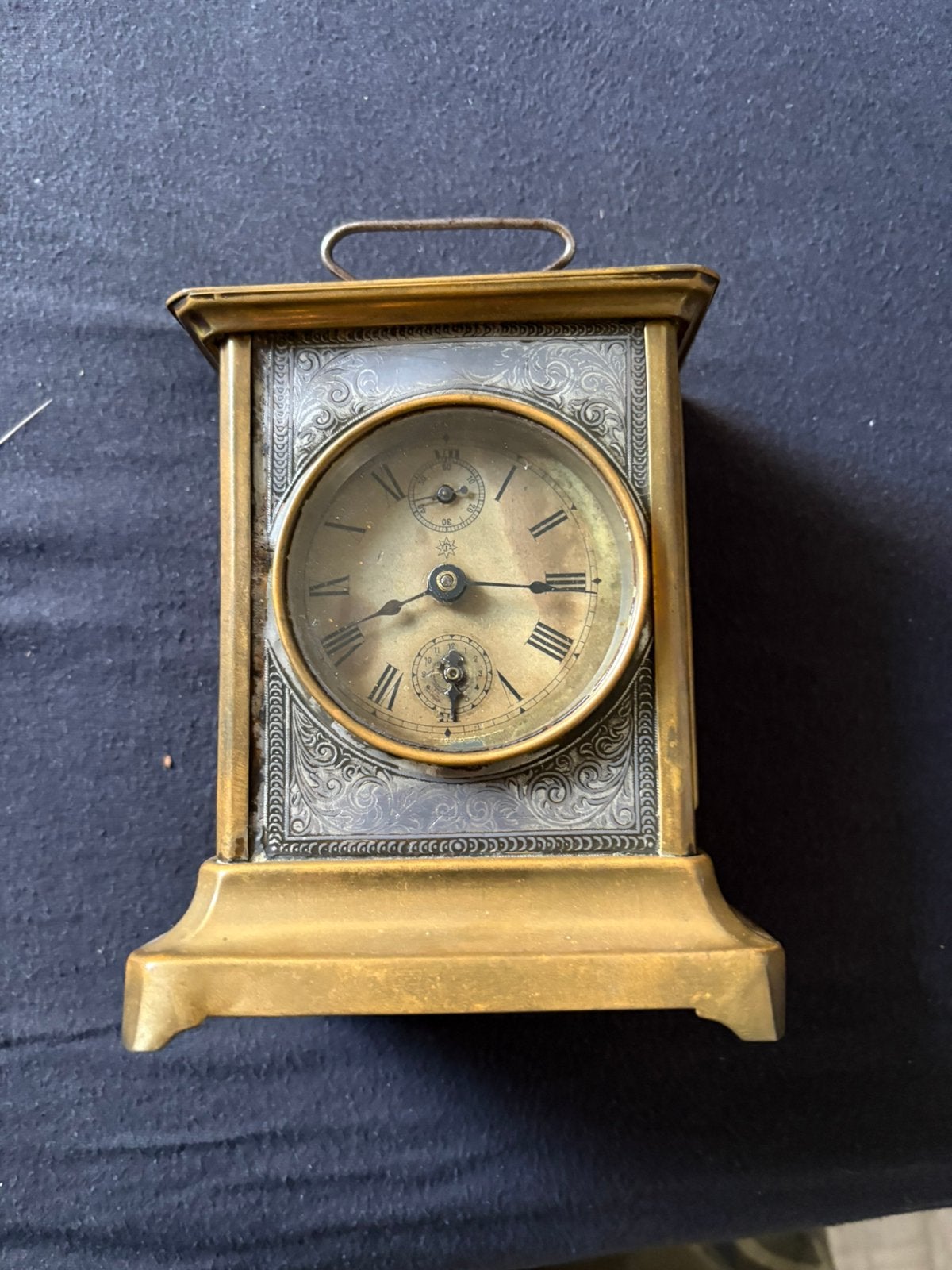 Junghans antieke messing reisklok (carriage clock) 1900, Ophalen of Verzenden