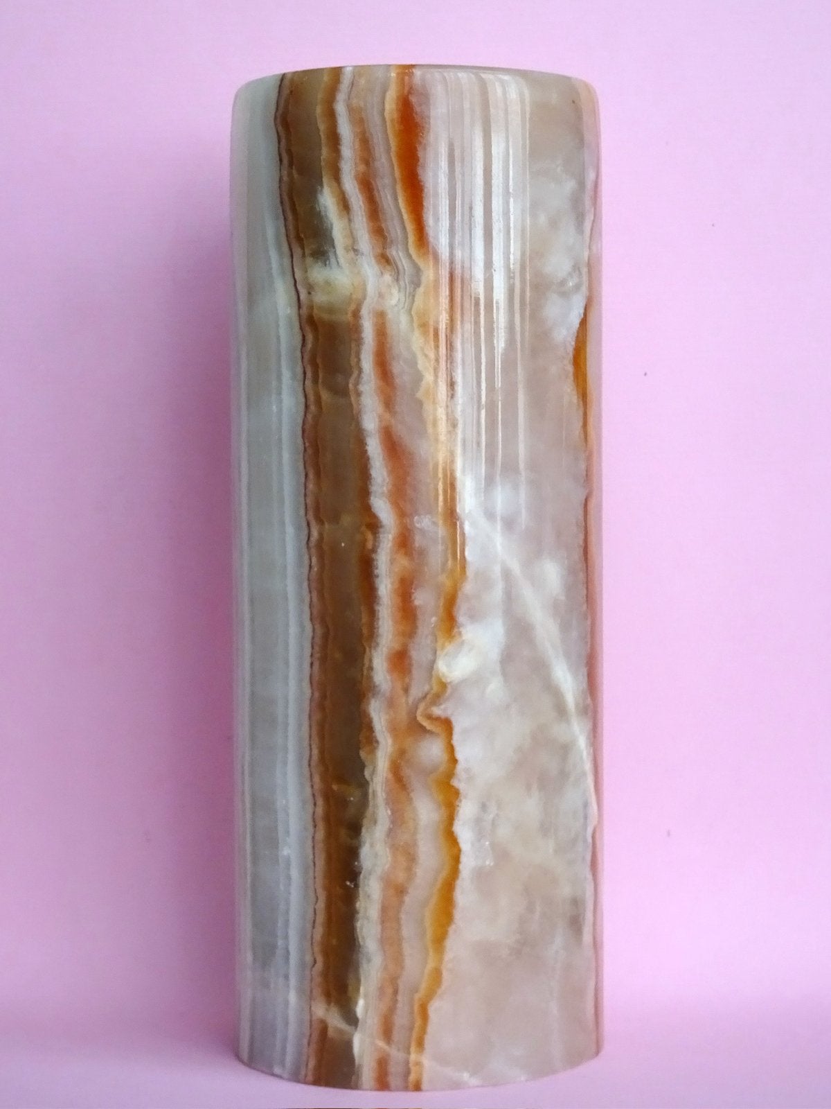 Vintage 60s 70s gekleurd kleur onyx steen marmer stenen vaas, Ophalen